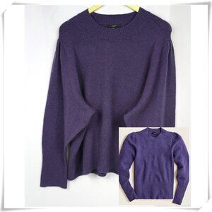 J. Crew Puff-Sleeve Balloon Sleeve Crewneck Purple Sweater in Supersoft Yarn
